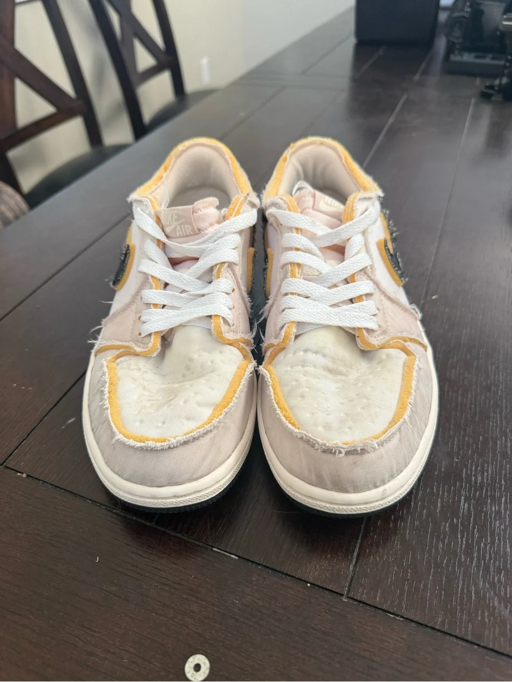 Jordan Low Top Sneakers White Black Yellow Accent